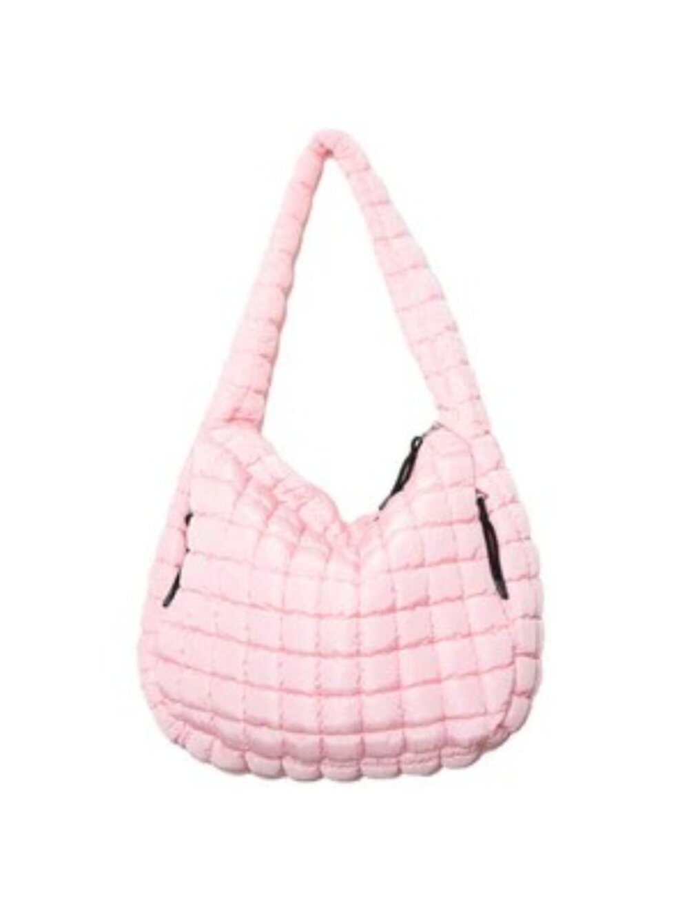Elegant Light Pink Oversized Quilted Shoulder Bag